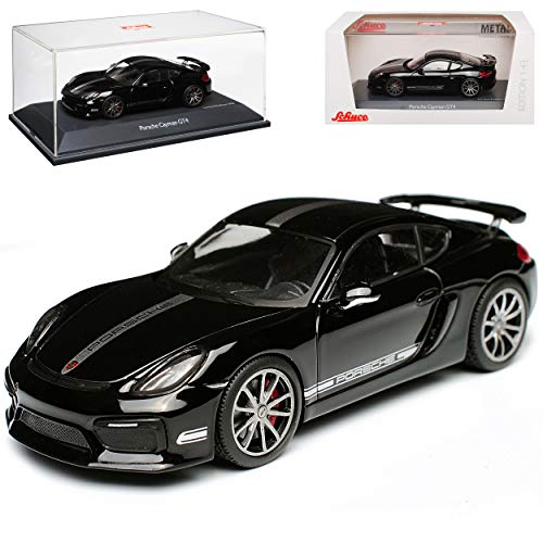 Porsche Cayman 981c GT4 Coupe Schwarz mit Silbernen Streifen 2013-2016 1/43 Schuco Modell Auto Modell Auto von Schuco Porsche