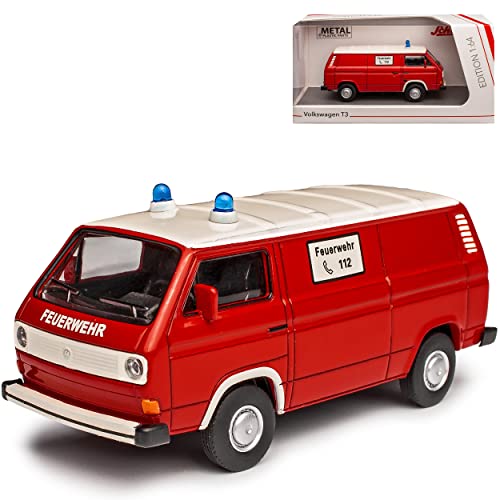 VW T3 Feuerwehr Rot Bus Transporter 1979-1992 1/64 Schuco Modell Auto mit individiuellem Wunschkennzeichen von Schuco VW