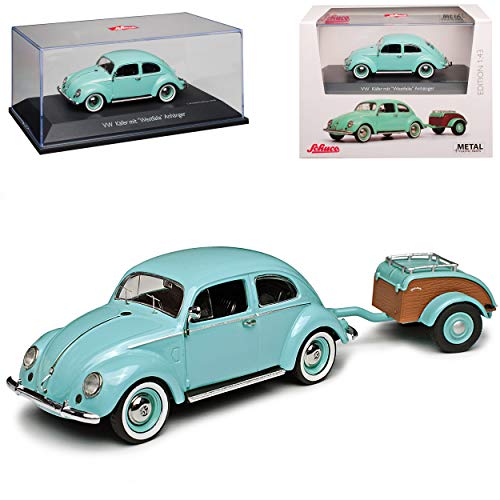 Volkwagen Käfer Coupe Tuerkis mit Westfalia Anhänger 1/43 Schuco Modell Auto Modell Auto von Schuco VW