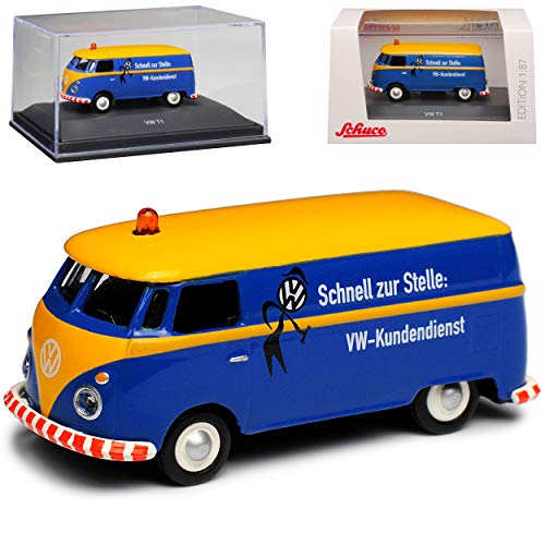 Volkwagen T1 Blau Gelb Transporter Kasten Kundendienst Samba Bully Bus 1950-1967 H0 1/87 Schuco Modell Auto Modell Auto von Schuco VW