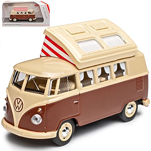 Volkwagen T1 Braun Beige Samba Bully Bus 1950-1967 Wohnwagen Camping 1/64 Schuco Modell Auto mit individiuellem Wunschkennzeichen von Schuco VW