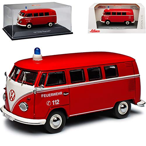 Volkwagen T1 Rot Feuerwehr Transporter Samba Bully Bus 1950-1967 1/43 Schuco Modell Auto mit individiuellem Wunschkennzeichen von Schuco VW