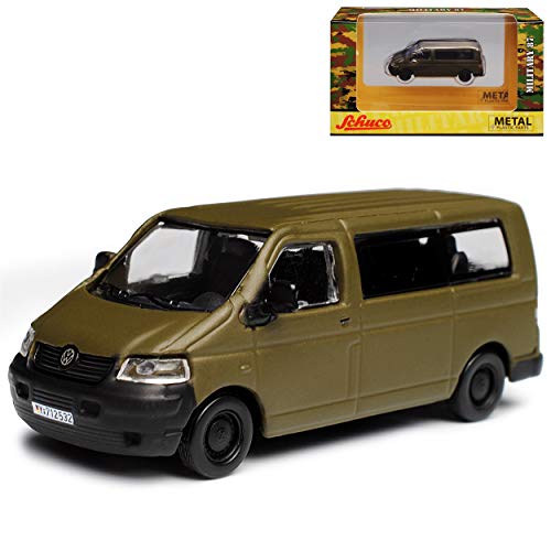 Volkwagen T5 Transporter Personen Grün Bundeswehr Vor Facelift 2003-2009 H0 1/87 Schuco Modell Auto mit individiuellem Wunschkennzeichen von Schuco VW