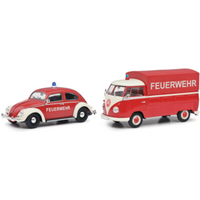 SCHUCO 450774300 1:32 VW Käfer + VW T1 Pritsche "Feuerwehr" von Schuco