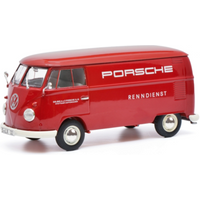 SCHUCO 450785300 1:32 MHI VW T1 Kastenwagen PORSCHE, rot von Schuco