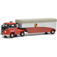 SCHUCO 450905900 1:18 VW T1b Renntransporter "Continental Motors", rot von Schuco