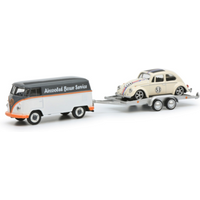 SCHUCO 452033400 1:64 VW T1 mit Käfer "AIRCOOLED BOXER SERVICE" von Schuco