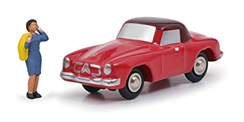 Schuco 450125200 Piccolo Mercedes Benz 190 SL Rosemarie N, Modellauto, mit Figur, Limited Edition 500, rot von Schuco