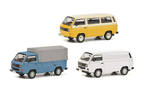 Schuco 450368600 40 Jahre, Set enthält: VW T3 Kasten, Pritsche und Bus, Modellautos 1:43, Limitierte Auflage von Schuco