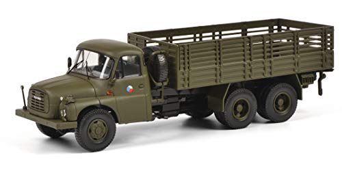 Schuco 450375800 Tatra T148 Pritsche, Pritschenwagen Militär CSSR, Plattform mit Gittern, Modellauto, Maßstab 1:43, Limitierte Edition von Schuco