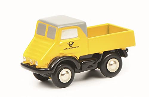 Schuco 450527600, gelb, Herz, Mercedes-Benz 450527600-Piccolo MB Unimog 401 DP, Modellauto, Modellfahrzeug von Schuco