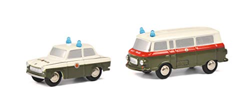 Schuco 450534800 Piccolo Set Volkspolizei, Trabant und Barkas Bus, Modellauto, Limited Edition 500 von Schuco