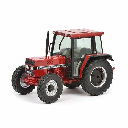 Schuco 450779400 - Case International 633, Traktor mit Kabine, Modellauto, 1:32, rot, Modell auf Sockel befestigt von Schuco