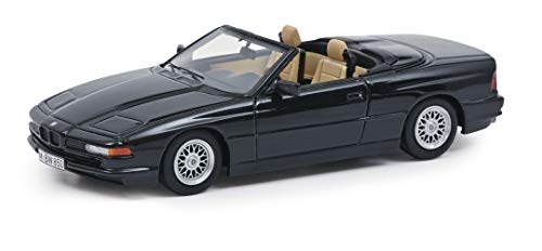 Schuco 450914900 BMW 850 Ci, Cabriolet, beiges Interieur, Modellauto, Maßstab 1:43, Resin, Limited Edition 500, schwarz metallic von Schuco