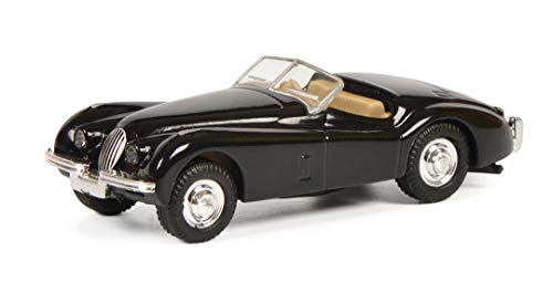 Schuco 452651600 Jaguar XK 120, mit beigem Interieur, Modellauto, 1:87, blau-metallic von Schuco