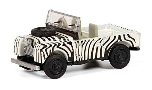 Schuco 452651700 Land Rover 88, ohne Softtop, Modellauto, 1:87, weiß/schwarzes Zebra-Design von Schuco