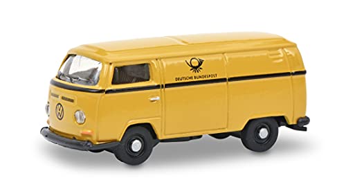 Schuco 452660500 VW T2a DBP, Kastenwagen mit Hochdach, Modellauto, Maßstab 1:87, gelb von Schuco