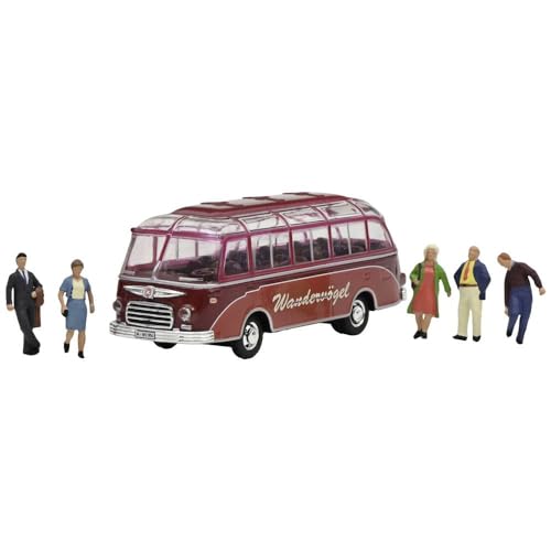 Schuco 452669200 H0 Bus Modell Setra S6 Wandervögel mit 5 Figuren von Schuco