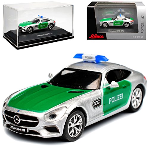 Schuco Mercedes-Benz AMG GT S C190 Coupe Silber Polizei Ab 2014 H0 1/87 Modell Auto mit individiuellem Wunschkennzeichen von Schuco