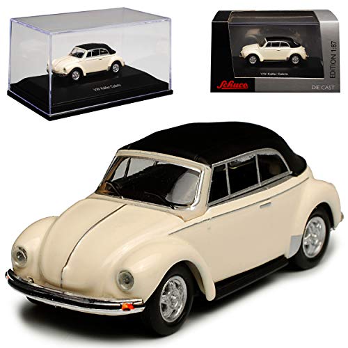 Schuco Volkwagen Käfer Cabrio Weiss mit geschlossenem Dach H0 1/87 Modell Auto von Schuco