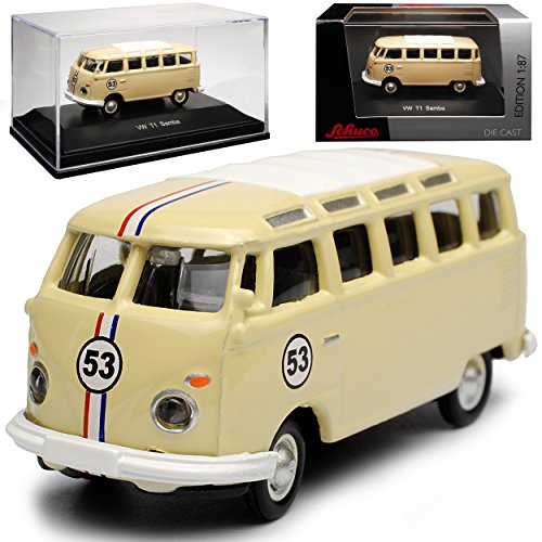 Schuco Volkwagen T1 Beige Herbie Nr 53 Personen Transporter 1950-1967 H0 1/87 Modell Auto mit individiuellem Wunschkennzeichen von Schuco