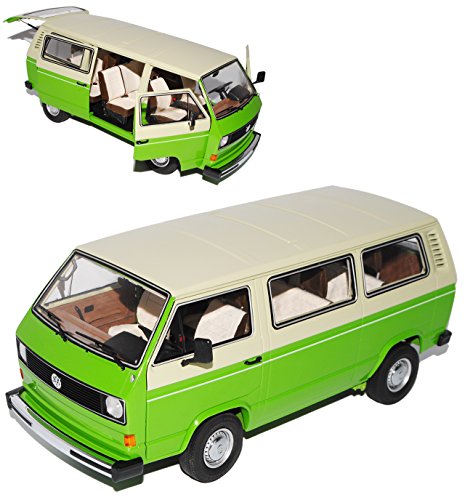 Schuco Volkwagen T3 Bus Transporter Personen Grün Beige 1979-1992 1/18 Modell Auto mit individiuellem Wunschkennzeichen von Schuco