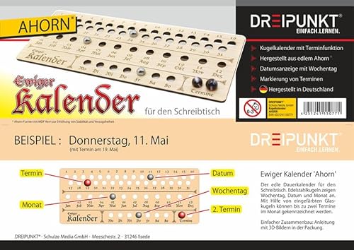 Bausatz Ewiger Kalender (Ahorn-Ausführung): Kugelkalender mit Terminfunktion von Schulze Media