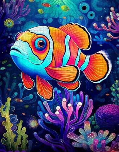 1000 Stück Puzzle - Ocean Animals Art Poster - Lernspielzeug Für Kinder - Colorful Puzzle - Familie Dekompression Spiel Erwachsene Alzheimer Xs240Zp von Schwagebo