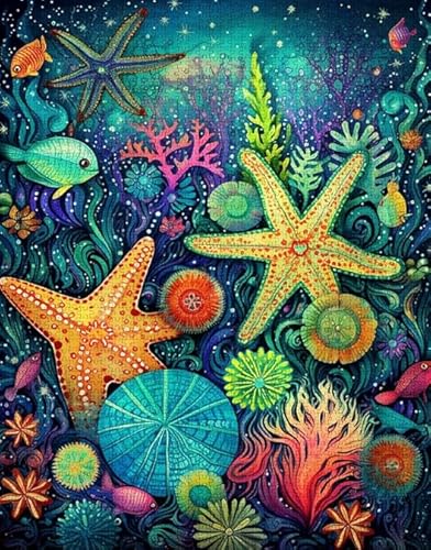 1000 Stück Puzzle - Ocean Animals Art Poster - Lernspielzeug Für Kinder - Colorful Puzzle - Familie Dekompression Spiel Erwachsene Alzheimer Xs244Zp von Schwagebo