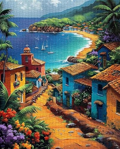 Flowers and Houses Art Posters - 1000 Stück - Puzzle Art Picture - Buntes - Lernspielzeug Für Kinder - Gedächtnis Kognitionsspiele Xs380Zp von Schwagebo