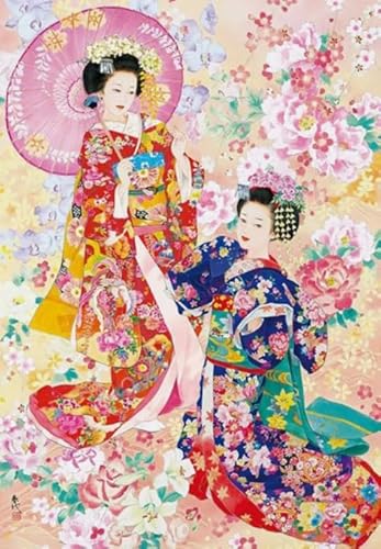 Puzzle 1000 Stück - Retro Japanese Geishas Poster - Colorful Abstract Puzzles - Erwachsene Stressabbau Spiel Kunst Bild Xs187Zp von Schwagebo