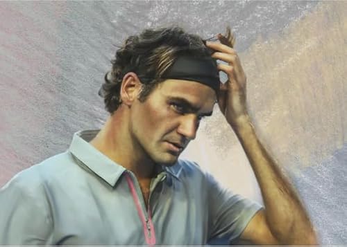 Puzzles 1000 Pcs - Tennis Player Federer - Abstract Art Jigsaw - Erwachsene Familie Stress Relief Spielzeugs Posters TR59KS von Schwagebo