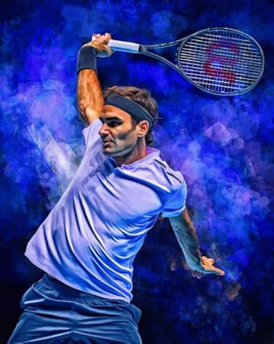 Puzzles 1000 Pcs - Tennis Player Federer - Abstract Art Jigsaw - Erwachsene Familie Stress Relief Spielzeugs Posters TR60KS von Schwagebo