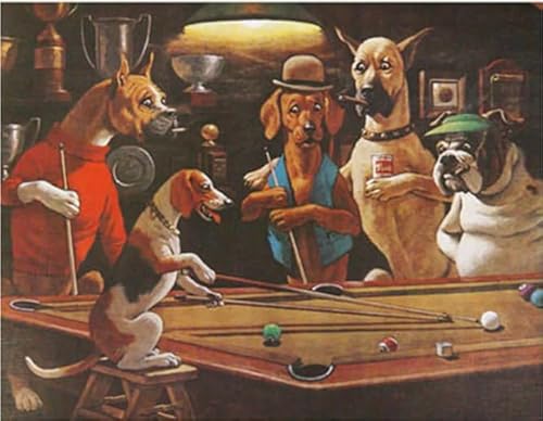 Schwagebo Dog Playing Snooker Poster Holzpuzzle 1000 Teile Erwachsene Spielzeug Dekompression Spiel Jc96Ms von Schwagebo