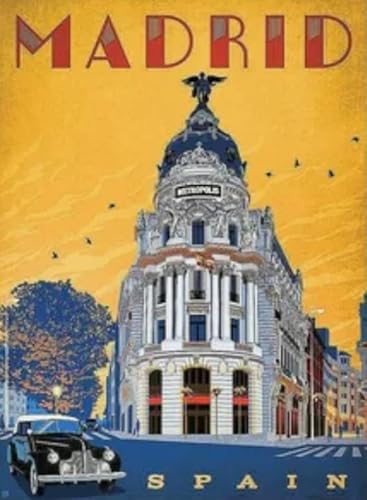 Schwagebo Jigsaw Puzzle 1000 Teile Madrid Travel Poster Holz Buntes Geschicklichkeitsspiel Für Die Ganze Familie Erwachsene Bq129Cz von Schwagebo