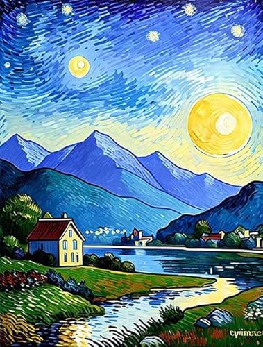 Schwagebo Wooden Puzzle 1000 Pieces Village Under The Moon Art Poster Poster for Adult Decompression Toy Nw212Zt von Schwagebo