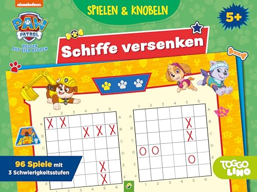 PAW Patrol Schiffe versenken | Spieleblock: Spieleblock perfekt geeignet für zu Hause und unterwegs als Familienspiel oder Geburtstagsgeschenk | für Kinder ab 5 Jahren, Yellow von Schwager & Steinlein Verlag