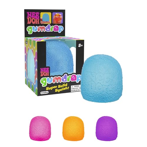 Schylling NeeDoh Gumdrop Squishy Fidget Toy - Sweetie-Themed Nee Doh Stress Ball, Kids Sensory Toys for Anxiety Relief, Safe Non-Toxic Dough Material, 1 Colour Picked at Random von Schylling