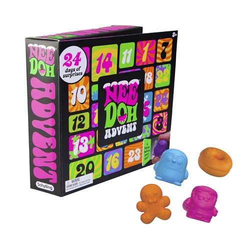 Schylling NeeDoh Squishmas Adventskalender – 24 Mini-Quetschspielzeuge – Weihnachts-Countdown – Alter 3 bis Erwachsene von Schylling