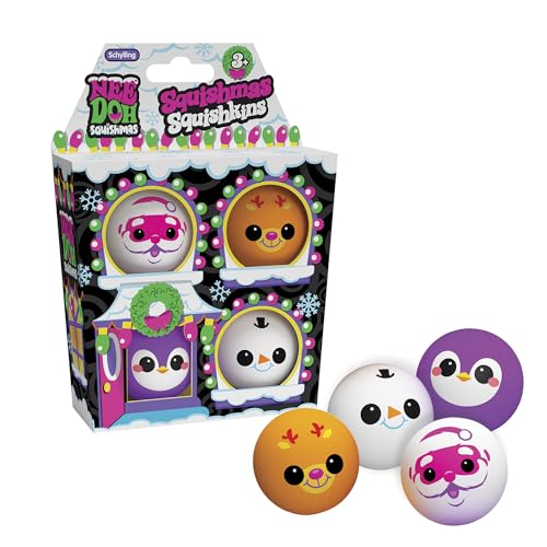 Schylling NeeDoh Squishmas Squishkins - Weihnachten Squeeze Spielzeug - 4 Mini Groovy Globs - Alter 3 bis Erwachsene von Schylling