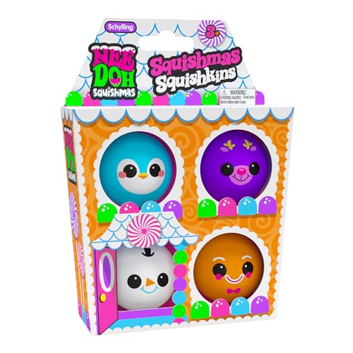 Schylling NeeDoh The Groovy Glob Squishmas Squishkins Stressball, 4er-Pack von Schylling