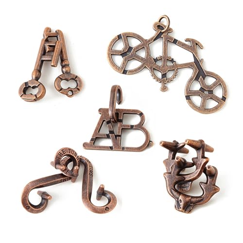 5 Stück Knobelspiele Kit Denksportaufgaben Metallpuzzle Entwirrung Puzzles Geduldspiele Set für Erwachsene und Kinder-Geschenke für Kinder Teenager & Erwachsene, Brain Teaser Puzzles von ScienSta