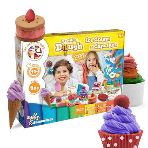 Science4you 1KG Spielknete für Kinder – Machen Sie Ihr Eigenes Eis und Cupcakes aus Knete Duftendes, Bunte Knete Bastelset für Kinder, pädagogisches Spielzeug Geschenk für Jungen & Mädchen 4 5 6 7+ von Science4you