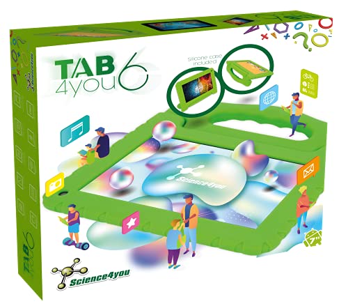 Science4you 90000838 Tab4you 6-Kindertablette Android mit HD Cámera für Kinder kinderfeste silikonhülle, Elektronisches und Lernsspielzeug für Jungen und Mädchen 8 – 14 Jahre von Science4you