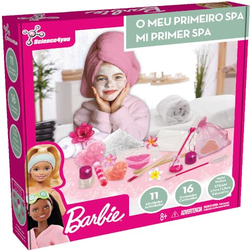 Science4you Barbie Mi Primer Spa Zen - Set für Mädchen, Barbie Prinzessin Sylle, zur Herstellung von Seifen, bunter und duftendem Badesalz und vielem mehr, Spielzeug, Geschenk für Mädchen ab 8 Jahren von Science4you