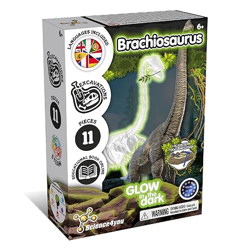 Science4you Brachiosaurus Ausgrabungsset - Archeologie Set für Kinder das im Dunkeln leuchtet, Graben Sie Ihr Dinosaurier Spielzeug, Geschenk, Dino Spiel für Jungen und Mädchen, Mittel von Science4you