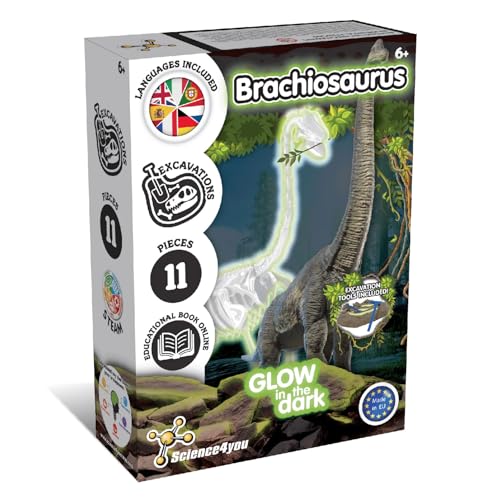 Science4you Brachiosaurus Ausgrabungsset - Archeologie Set für Kinder das im Dunkeln leuchtet, Graben Sie Ihr Dinosaurier Spielzeug, Geschenk, Dino Spiel für Jungen und Mädchen, Mittel von Science4you