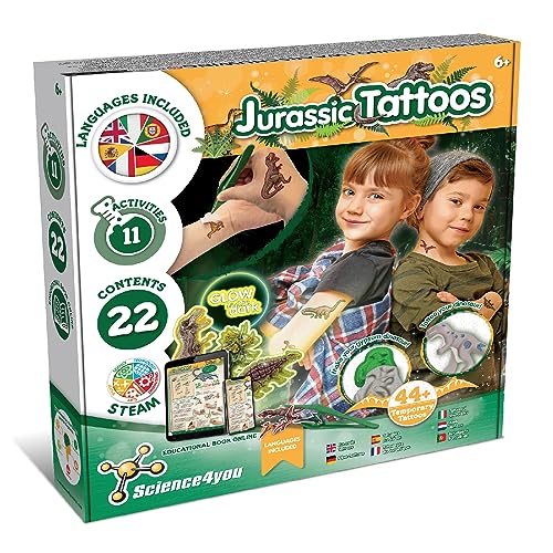 Science4you Dinosaurier Set Kinder, Mach Deine eigenen Temporäre Tattoos, Spielzeug und Spiel, Dino Geschenk für Jungen und Mädchen 6+ Jahre von Science4you