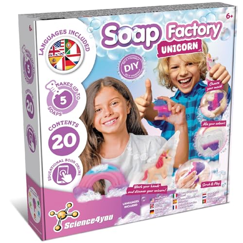 Science4you Einhorn Lab Seife Machen Kit für Kinder 6+ Jahren, Machen Sie Ihre Eigenen Seifen Mit Glow-In-The-Dark Einhorn, Handwerk Kits, Kunst und Handwerk Geschenk für Mädchen & Jungen Alter 6 7 8+ von Science4you