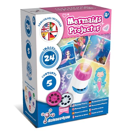 Science4you Meerjungfrauen-Projektor für Kinder - Projektor-Taschenlampe, Meerjungfrauen-Spielzeug umfasst 24 Bilder und Poster, Meerjungfrauen-Lampe Geschenk Lernspielzeug Spielzeug für 4 5 6+ Jahre von Science4you